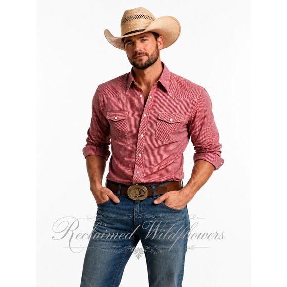 Wrangler Other - Vintage Wrangler Red Gingham Pearl Snap Western Shirt | Men's XL 17x35